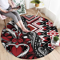 Aotearoa Maori Moko Art with Taniko Half Style Round Carpet LT03 - Polynesian Pride