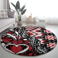 Aotearoa Maori Moko Art with Taniko Half Style Round Carpet LT03 - Polynesian Pride