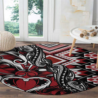 Aotearoa Maori Moko Art with Taniko Half Style Round Carpet LT03 - Polynesian Pride