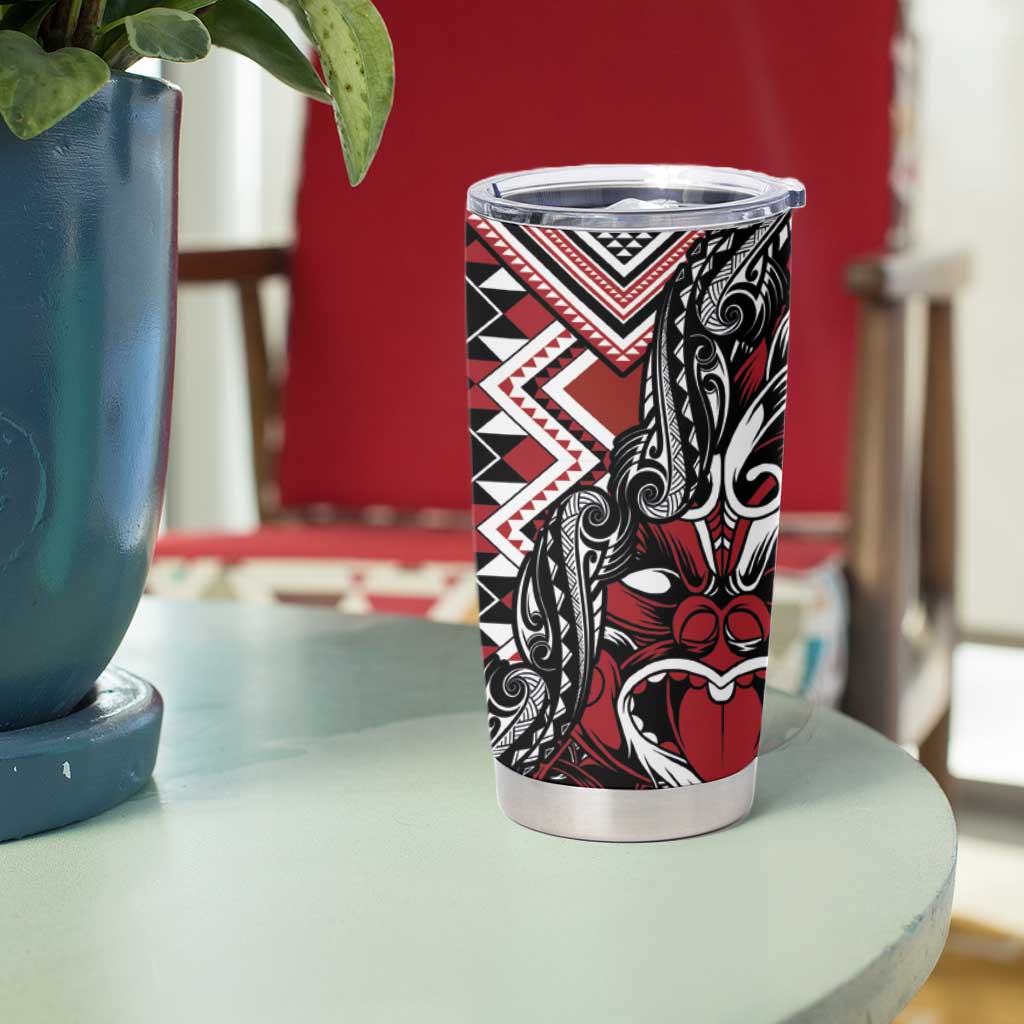 Aotearoa Maori Moko Art with Taniko Half Style Tumbler Cup LT03 - Polynesian Pride