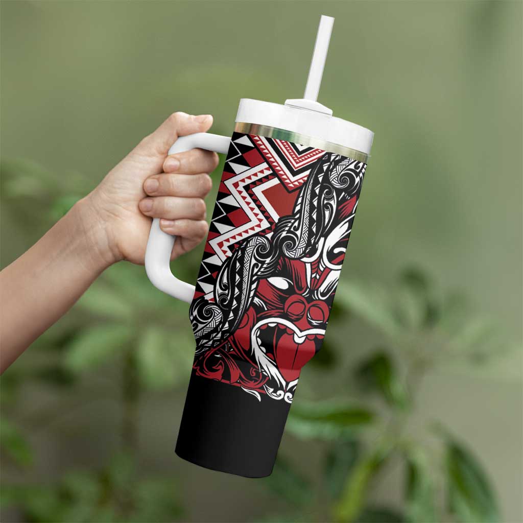 Aotearoa Maori Moko Art with Taniko Half Style Tumbler With Handle LT03 - Polynesian Pride