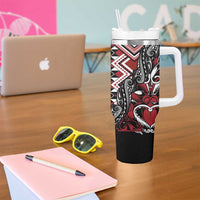 Aotearoa Maori Moko Art with Taniko Half Style Tumbler With Handle LT03 - Polynesian Pride