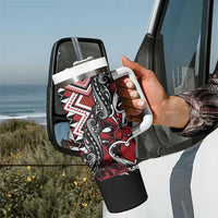 Aotearoa Maori Moko Art with Taniko Half Style Tumbler With Handle LT03 - Polynesian Pride