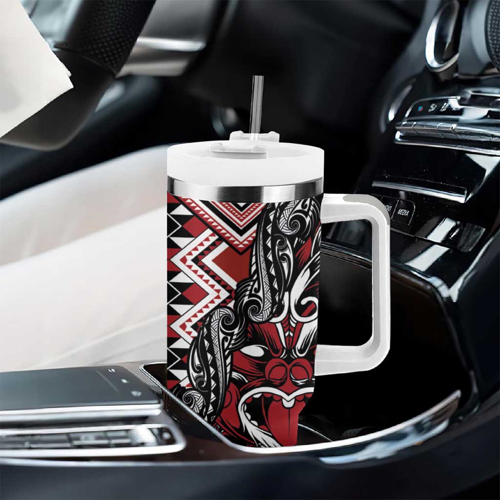 Aotearoa Maori Moko Art with Taniko Half Style Tumbler With Handle LT03 - Polynesian Pride