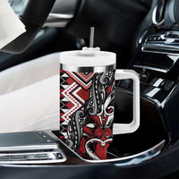 Aotearoa Maori Moko Art with Taniko Half Style Tumbler With Handle LT03 - Polynesian Pride
