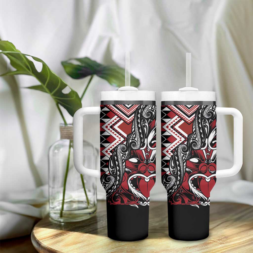 Aotearoa Maori Moko Art with Taniko Half Style Tumbler With Handle LT03 - Polynesian Pride