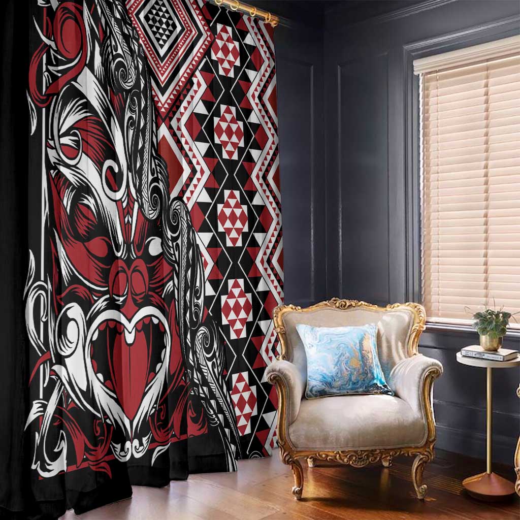 Aotearoa Maori Moko Art with Taniko Half Style Window Curtain LT03 - Polynesian Pride