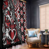 Aotearoa Maori Moko Art with Taniko Half Style Window Curtain LT03 - Polynesian Pride