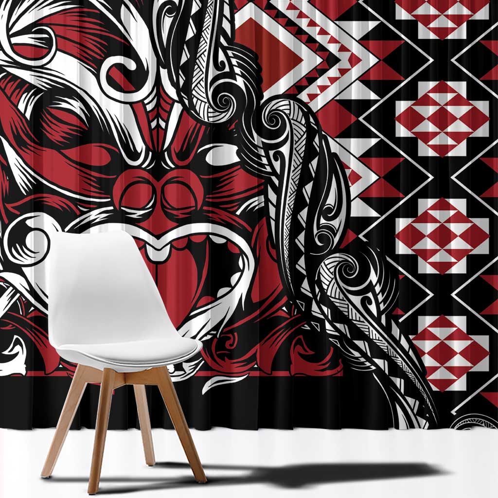 Aotearoa Maori Moko Art with Taniko Half Style Window Curtain LT03 - Polynesian Pride