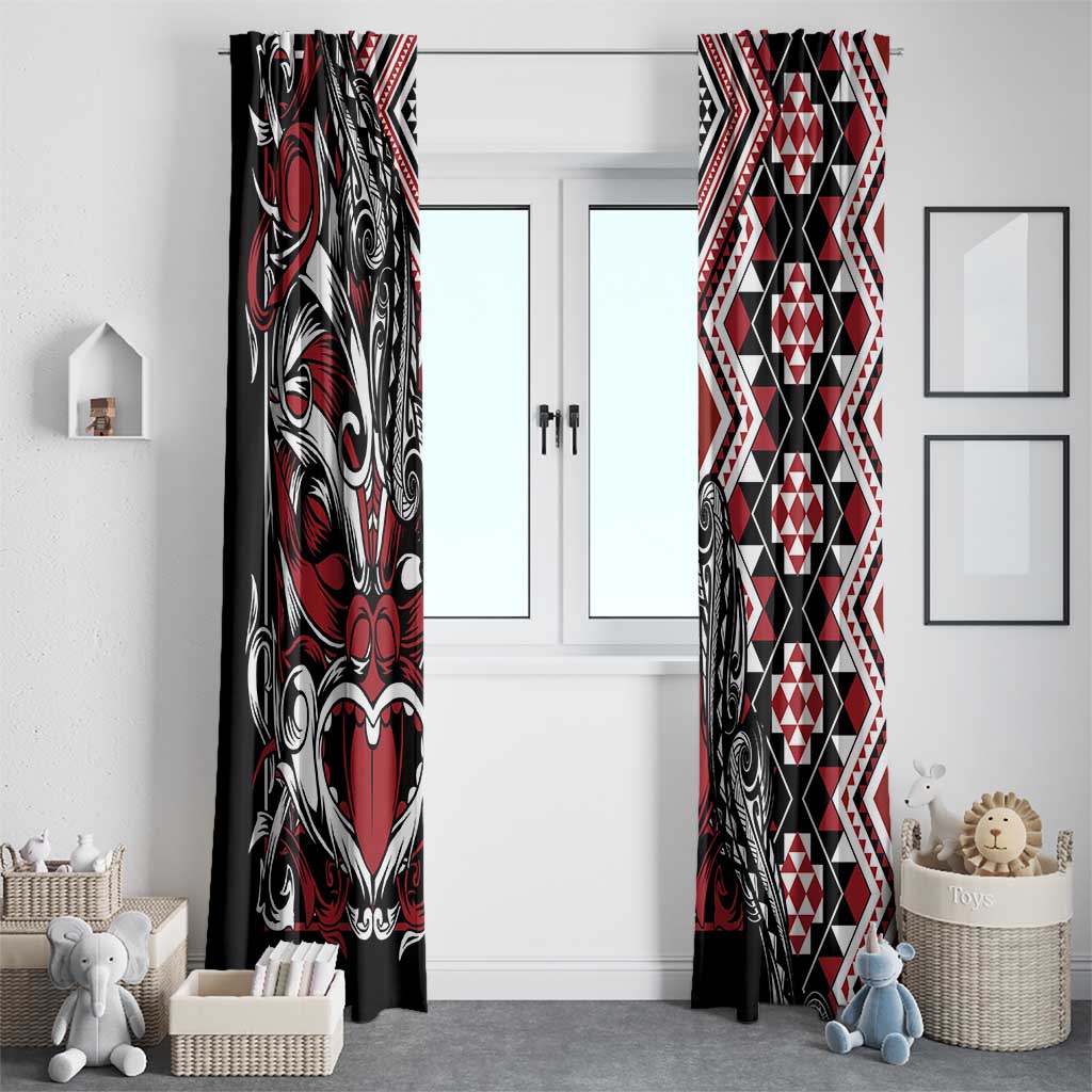Aotearoa Maori Moko Art with Taniko Half Style Window Curtain LT03 - Polynesian Pride