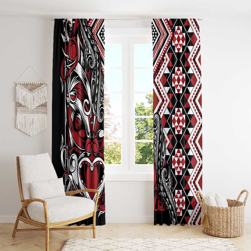 Aotearoa Maori Moko Art with Taniko Half Style Window Curtain LT03 - Polynesian Pride