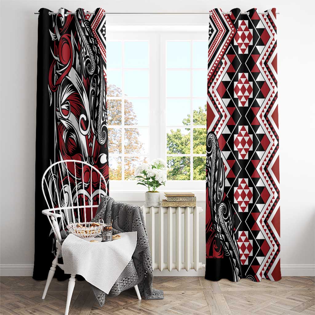 Aotearoa Maori Moko Art with Taniko Half Style Window Curtain LT03 - Polynesian Pride