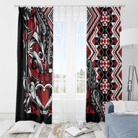 Aotearoa Maori Moko Art with Taniko Half Style Window Curtain LT03 - Polynesian Pride