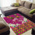 Hawaiian Lei Turtle and Plumeria Area Rug Polynerian Art Tattoo-Plum Pink Color