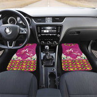 Hawaiian Lei Turtle and Plumeria Car Mats Polynerian Art Tattoo-Plum Pink Color LT03 Set 2pcs - Front Pink - Polynesian Pride