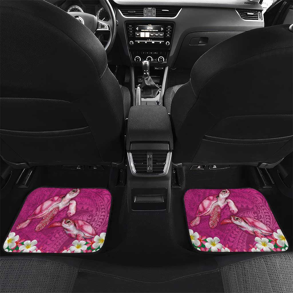 Hawaiian Lei Turtle and Plumeria Car Mats Polynerian Art Tattoo-Plum Pink Color LT03 Set 2pcs - Back Pink - Polynesian Pride
