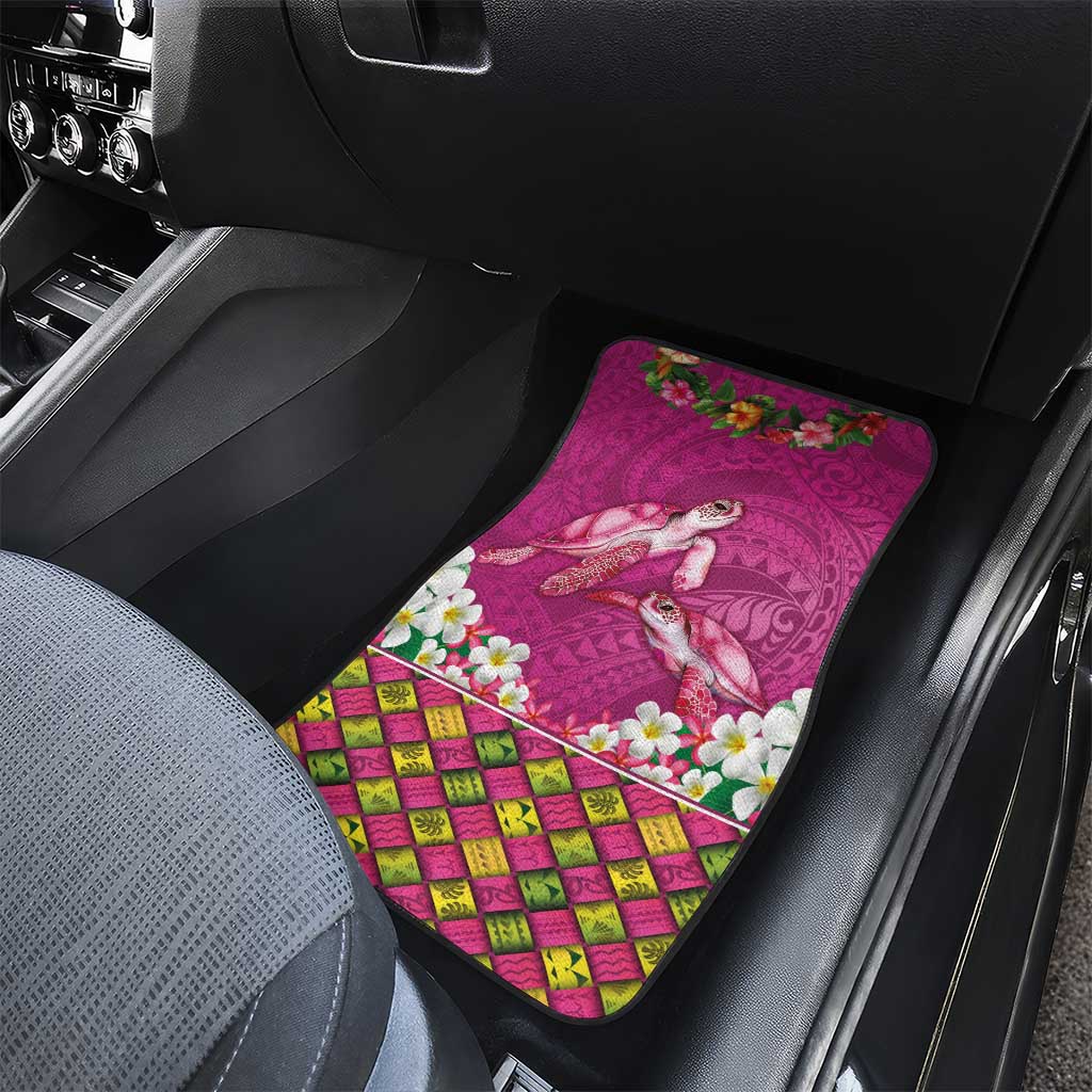 Hawaiian Lei Turtle and Plumeria Car Mats Polynerian Art Tattoo-Plum Pink Color LT03 - Polynesian Pride