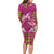 Hawaiian Lei Turtle and Plumeria Long Sleeve Bodycon Dress Polynerian Art Tattoo-Plum Pink Color