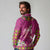 Hawaiian Lei Turtle and Plumeria Long Sleeve Polo Shirt Polynerian Art Tattoo-Plum Pink Color