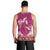 Hawaiian Lei Turtle and Plumeria Men Tank Top Polynerian Art Tattoo-Plum Pink Color