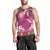 Hawaiian Lei Turtle and Plumeria Men Tank Top Polynerian Art Tattoo-Plum Pink Color