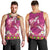 Hawaiian Lei Turtle and Plumeria Men Tank Top Polynerian Art Tattoo-Plum Pink Color