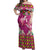 Hawaiian Lei Turtle and Plumeria Off Shoulder Maxi Dress Polynerian Art Tattoo-Plum Pink Color