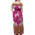 Hawaiian Lei Turtle and Plumeria Off Shoulder Maxi Dress Polynerian Art Tattoo-Plum Pink Color