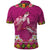 Hawaiian Lei Turtle and Plumeria Polo Shirt Polynerian Art Tattoo-Plum Pink Color