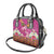 Hawaiian Lei Turtle and Plumeria Shoulder Handbag Polynerian Art Tattoo-Plum Pink Color