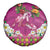 Hawaiian Lei Turtle and Plumeria Spare Tire Cover Polynerian Art Tattoo-Plum Pink Color