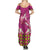 Hawaiian Lei Turtle and Plumeria Summer Maxi Dress Polynerian Art Tattoo-Plum Pink Color