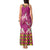 Hawaiian Lei Turtle and Plumeria Tank Maxi Dress Polynerian Art Tattoo-Plum Pink Color