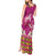 Hawaiian Lei Turtle and Plumeria Tank Maxi Dress Polynerian Art Tattoo-Plum Pink Color