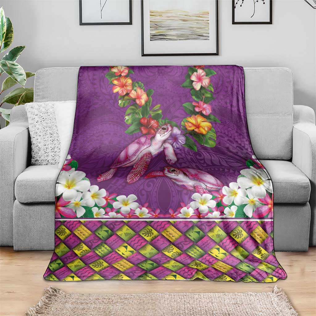Hawaiian Lei Turtle and Plumeria Blanket Polynerian Art Tattoo-Mauve Color LT03 - Polynesian Pride