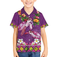 Hawaiian Lei Turtle and Plumeria Hawaiian Shirt Polynerian Art Tattoo-Mauve Color LT03 - Polynesian Pride