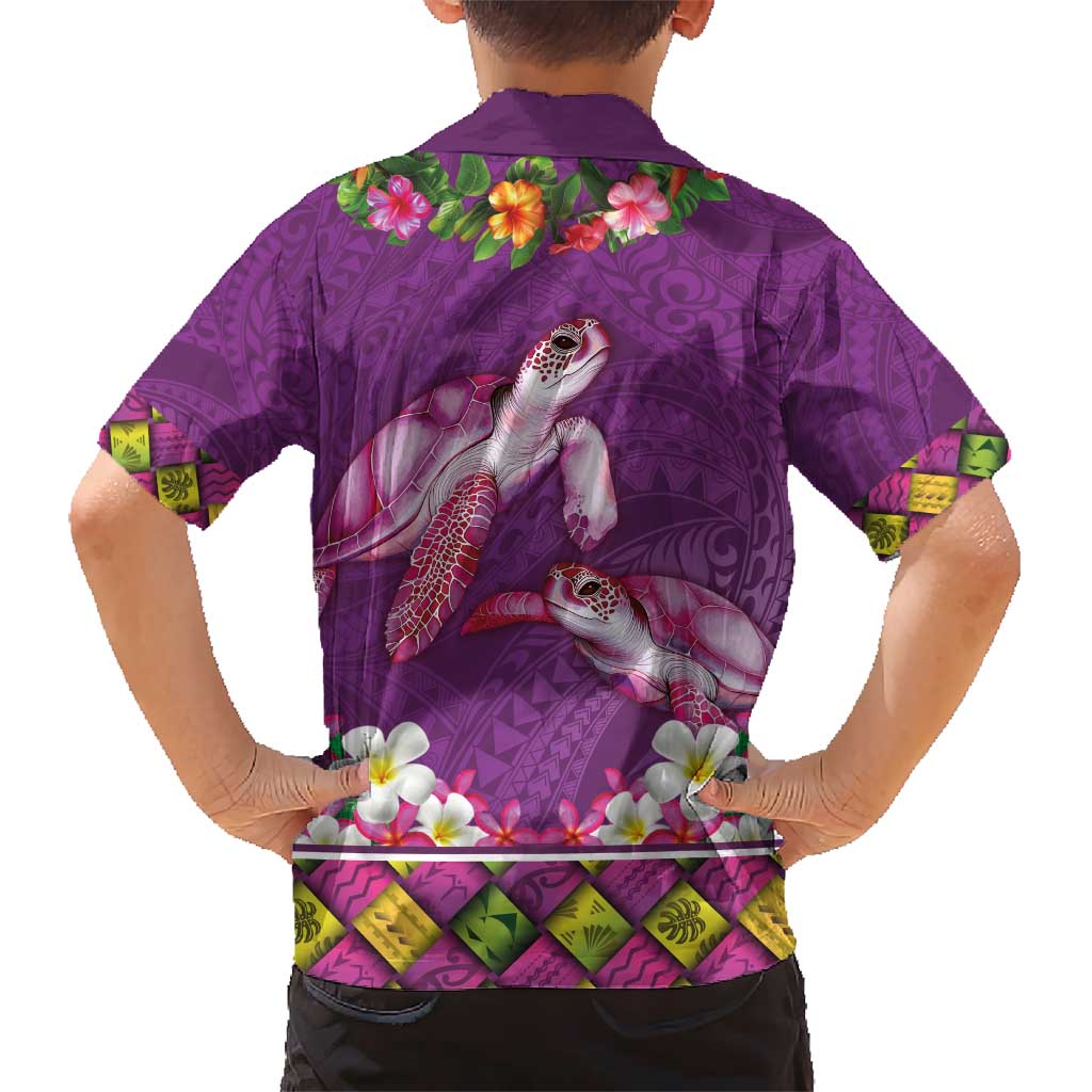 Hawaiian Lei Turtle and Plumeria Hawaiian Shirt Polynerian Art Tattoo-Mauve Color LT03 - Polynesian Pride