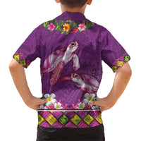 Hawaiian Lei Turtle and Plumeria Hawaiian Shirt Polynerian Art Tattoo-Mauve Color LT03 - Polynesian Pride
