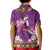 Hawaiian Lei Turtle and Plumeria Kid Polo Shirt Polynerian Art Tattoo-Mauve Color