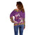 Hawaiian Lei Turtle and Plumeria Off Shoulder Sweater Polynerian Art Tattoo-Mauve Color