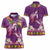 Hawaiian Lei Turtle and Plumeria Women Polo Shirt Polynerian Art Tattoo-Mauve Color