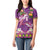 Hawaiian Lei Turtle and Plumeria Women Polo Shirt Polynerian Art Tattoo-Mauve Color