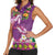 Hawaiian Lei Turtle and Plumeria Women Sleeveless Polo Shirt Polynerian Art Tattoo-Mauve Color