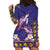 Hawaiian Lei Turtle and Plumeria Hoodie Dress Polynerian Art Tattoo-Navy Color