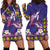 Hawaiian Lei Turtle and Plumeria Hoodie Dress Polynerian Art Tattoo-Navy Color