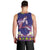 Hawaiian Lei Turtle and Plumeria Men Tank Top Polynerian Art Tattoo-Navy Color