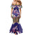 Hawaiian Lei Turtle and Plumeria Mermaid Dress Polynerian Art Tattoo-Navy Color