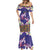 Hawaiian Lei Turtle and Plumeria Mermaid Dress Polynerian Art Tattoo-Navy Color