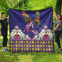 Hawaiian Lei Turtle and Plumeria Quilt Polynerian Art Tattoo-Navy Color LT03 - Polynesian Pride
