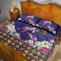 Hawaiian Lei Turtle and Plumeria Quilt Bed Set Polynerian Art Tattoo-Navy Color LT03 - Polynesian Pride